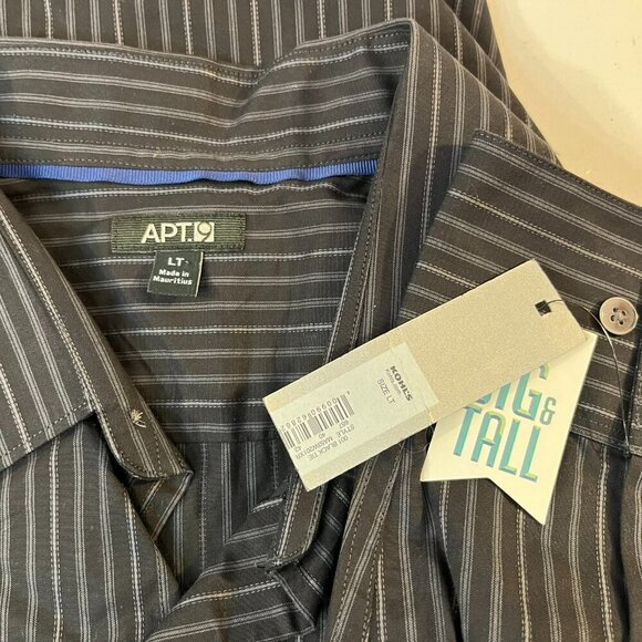 APT. 9 Big & Tall Men's Black Tie Striped Dress Shirt - Size LT - NWT - Picture 4 of 4